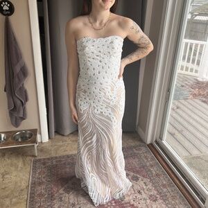 Strapless Beaded wedding dress/after party dress/prom dress - size 2/4